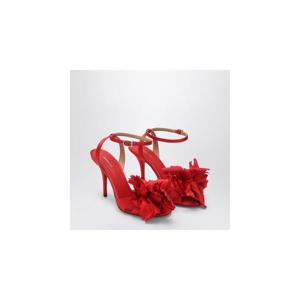 FERRAGAMO Red satin sandals with flower 07875971CSIXLFERRA-FR