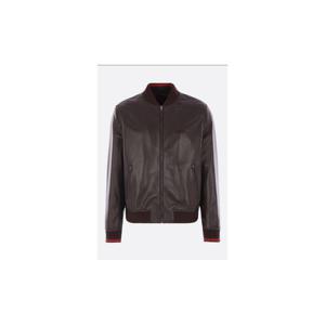 GUCCI leather bomber jacket with logo embroidery 793726XNA3M2014