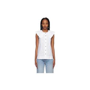 25 FW 가니 여성 화이트 오가닉 코튼 셔츠 231144F109002