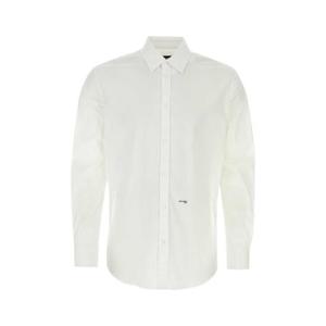 DSQUARED 화이트 스트레치 포플린 셔츠 S74DM0659S44131 100