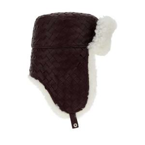 BOTTEGA VENETA Two tone leather and shearling aviator hat 845580V5NZ0 6114