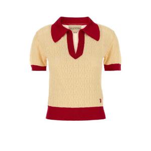 VALENTINO GARAVANI Two-tone linen blend polo shirt 7B3KC65H9GS BRS