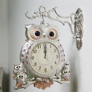 물방울 은도금 양면 벽시계 부엉이 선물 무소음 양면시계