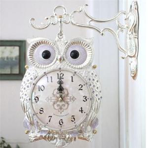 (정품) 재물 부엉이 양면시계(실버) 예쁜벽시계 인테리어벽시계 고급벽시계 거실벽시계 저소음