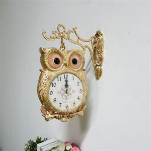 체리 부엉이 양면-핑크 인테리어 벽시계 무소음 양면