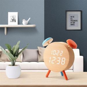 알람 무소음 책상우드 전자자명종 디지털 LED탁상시계