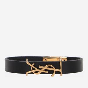 생로랑 골드 로고 가죽 슬림 팔찌 708815 0IH0J1000