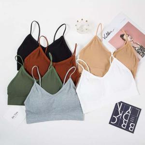 여성 브라렛 캡내장 끈나시 여자 골지 민소매