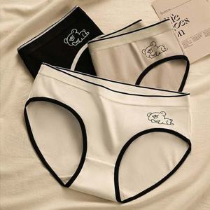 여자 배색 스타일 큐트곰 사각 팬티 고품질 데일리 속