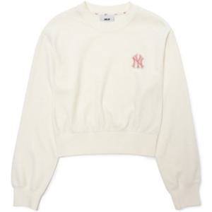 MLB긴팔티 JQT 3FMTB0924-50IVS 여성 베이직 벨벳 크롭 맨투맨