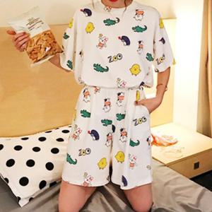 여성 여름 잠옷 03반팔잠옷-오리 파자마 시원한