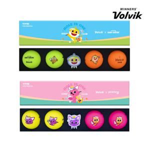 볼빅 골프공 볼마커 선물세트 비비드 아기상어 핑크퐁 한정판 3피스 4구