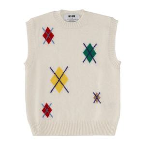 엠에스지엠 멀티컬러 아가일 크루넥 니트 조끼 3941MDT191 2577