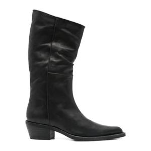 케이트 블랙 가죽 미드카프 카우보이 부츠 F1105945 200