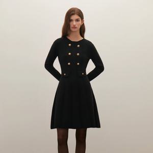 [샤틴]더블 단추 플레어 원피스/S254B955