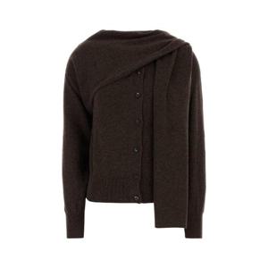SALVATORE FERRAGAMO Brown cashmere cardigan 13H149785853 SWECLAMEL