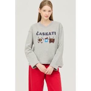 [베네통]양 자수 브이넥 티셔츠 (BATS04511)