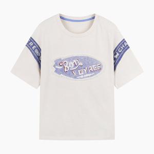 [베네통]프린지 자수 패치 반팔 티셔츠 (BATS11511)