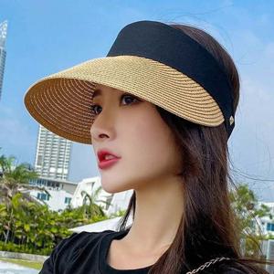 여성 밀짚 썬캡 모자 여름 햇빛 차단 라피아 버킷햇 자외선차단모자