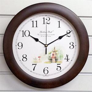 GB4747 무소음 원목 벽시계 32cm 월넛 하우스 한국 무소음시계 원목시계 시계 인테리어시계