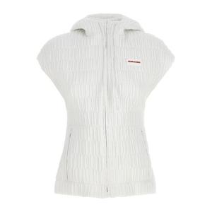 페라가모 로고 패치 후드 패딩 조끼 771340 OPTICWHITE