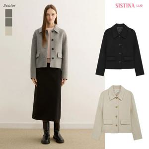 [시스티나]여성 FW 울 블렌드 트윌 카라 숏 코트 자켓