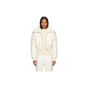 25 FW 릭오웬스 남성 오프 화이트 콘코르디안 드라큐칼라 시어링 재킷 252232M179014