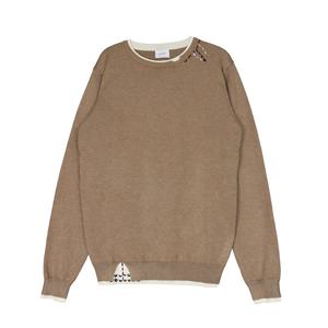 남성 비스코스 넥자수 포인트 긴팔 니트티 ANIT108