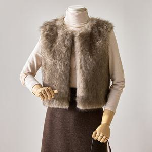 [커스텀에이블] 라운드 페이크 퍼조끼_T2512FU007D