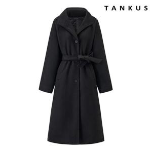 [탱커스]하이넥 베이직 벨티드 울 블렌드 롱 코트 (TX4CT007L0)