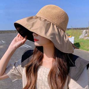 여성 버킷햇 자외선차단 돌돌이 등산 낚시 왕챙 모자