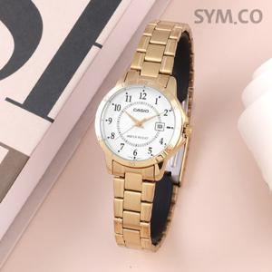 카시오 LTP-V004G-7B 심플 데일리 금장 아날로그 여자 메탈 시계 d