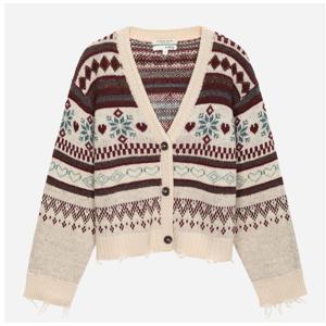 [써스데이아일랜드]자카드 브이넥 니트 가디건 T258MCD935W