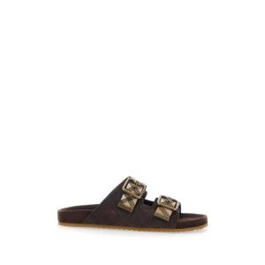 BURBERRY Urchin Brown Sandals with Adjustable Buckle Closure and Check Motif in Leather Blend Woman 8118613C1170