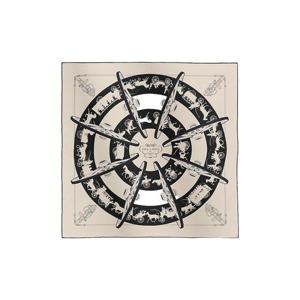 에르메스 파리 퀴 룰 스카프 70 크렘 누아 그리 빨 H981167S11