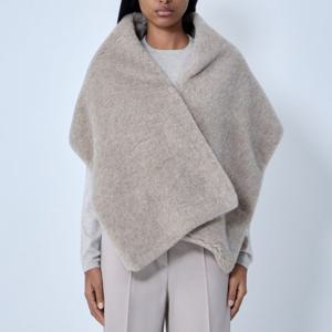 25 FW 막스마라 텍스처 울 블랜드 소프트 드레이프 케이프 머플러 2614541241600 006