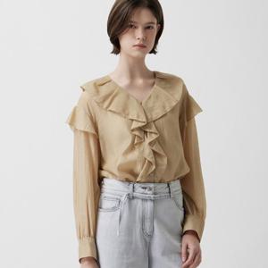 [쥬크]실키 프릴 드로우 블라우스 Z253MSC004