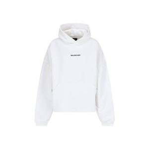25 FW 발렌시아가 로고 엠브로이더드 코튼 후드티 화이트 818433TRVJ3