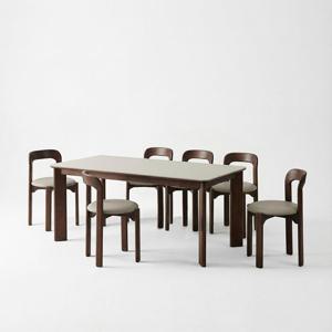 스코나 파인즈 양면 포세린 세라믹 원목 6인 식탁세트(의자6개)