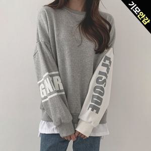 [올리비에스클로젯] 레터링 배색 레이어드 기모맨투맨_O2512TS210D