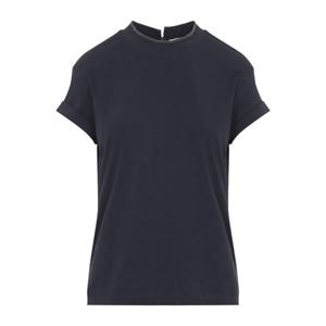 브루넬로쿠치넬리 다크 블루 코튼 펄 라운드넥 티셔츠 M0T18BD2