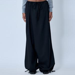 25 FW 마르니 로고 디테일 드로우스트링 웨이스트 울 와이드 팬츠 PAMA0634A0 UTW839 00N9