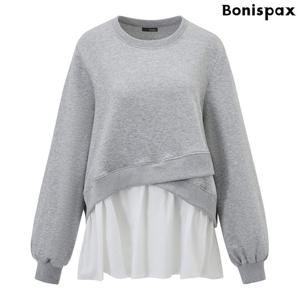 [보니스팍스(여성의류)]레이어드 플레어 라운드 티셔츠 (XP4LW017L0)