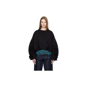 25 FW 드리스반노튼 여성 블랙 드레이핑 스웨트셔츠 261358F098004