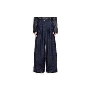 25 FW 드리스반노튼 여성 인디고 블루 와이드 플리츠 데님 진 261358F069004