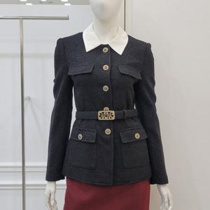 [미니멈]카라배색 벨티드 트위드자켓 (MXDAWJ9100BK1)_IC