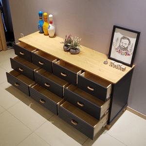 한집가구 수납이 많이되는 1800다크네이비 원목와이드 3단서랍장