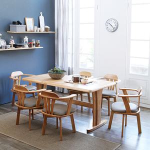 베스트리빙 오츠카 1600 우드슬랩 고무나무 6인 식탁세트/회전의자 6개