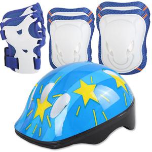 스포키 파랑 헬멧 + 아동용보호대 손목 팔꿈치 무릎