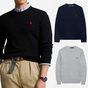 폴로 랄프로렌 남성 포니 자수 로고 코튼 크루넥 니트 스웨터